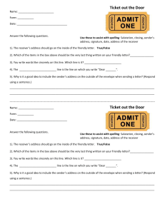Ticket out the Door: Friendly Letter Writing Assessment