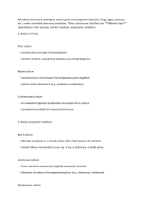 Microbial Cultures: Types and Growth Conditions