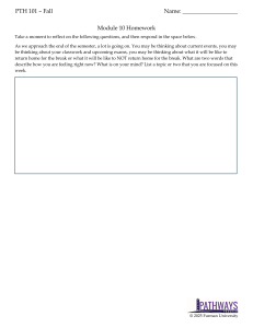 PTH 101 Module 10 Homework Assignment
