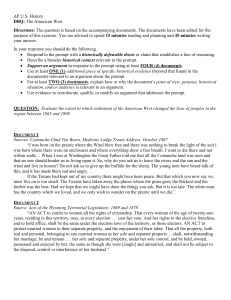 AP US History DBQ: The American West 1865-1898