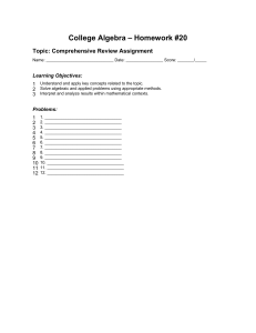 College Algebra Homework #20: Comprehensive Review Assignment
