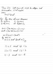 Modular Arithmetic Proof: a+b &equiv; c+d (mod m)