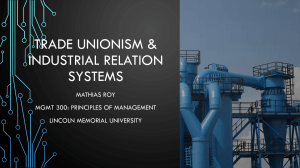 Trade Unionism & Industrial Relation Systems - MGMT 300