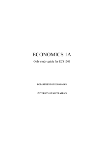 ECS1501 Economics 1A Study Guide