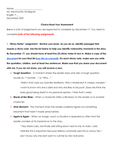 English 7 Choice Book Assessment