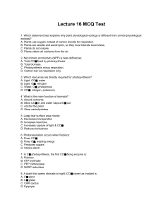 Lecture 16 MCQ Test: Plant Physiological Ecology