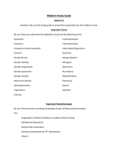 WGS151 Midterm Study Guide: Women's and Gender Studies
