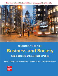 Business and Society: Stakeholders, Ethics, Public Policy 17th Ed.