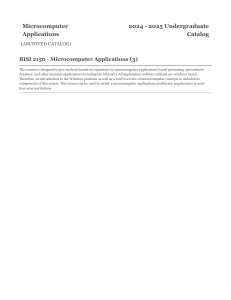 BISI 2150 Microcomputer Applications Course Catalog 2024-2025