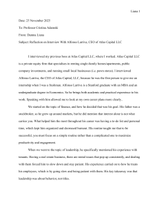 Reflection on Interview with Atlas Capital CEO