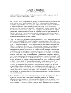 A Talk to Teachers by James Baldwin (1963)