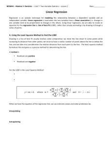 MDM4U Unit 7: Linear Regression Worksheet