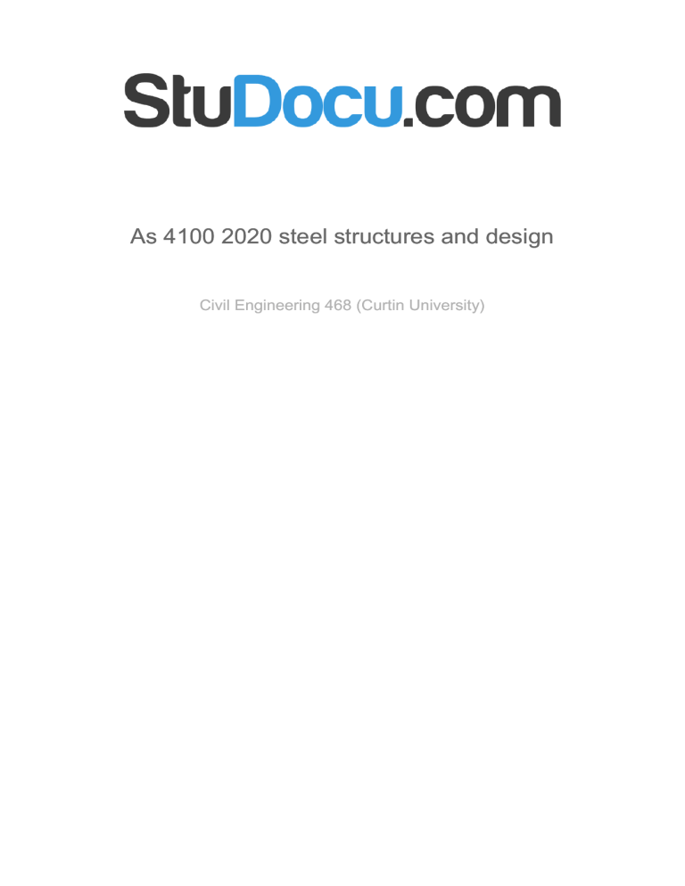 AS 4100:2020 Australian Steel Structures Design Standard