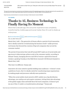 AI Transforms Business Technology: WSJ Article