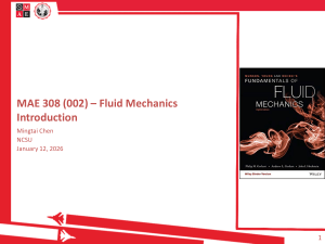 Fluid Mechanics Course Plan - ENGR 361 (Munson Textbook Chapters)