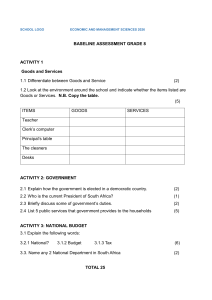 Grade 8 EMS Baseline Assessment 2026: Goods, Services & Government
