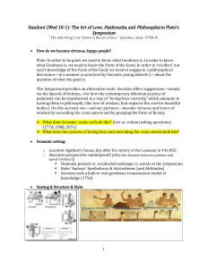 Plato's Symposium: Lecture Handout on Love and Philosophy