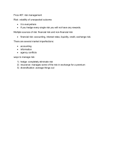 Fnce 467: Risk Management Overview