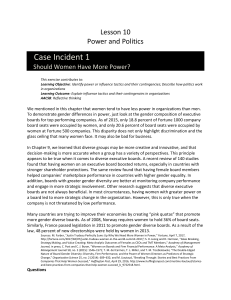 Case Incident: Women in Power and Organizational Politics