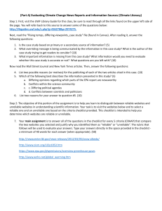 Climate Literacy Assignment Worksheet