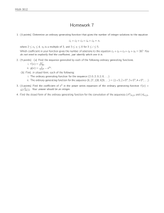 Math 3012 Homework 7: Generating Functions Problems