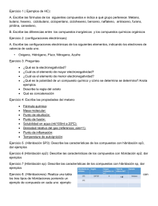 Ejercicios de Qu&iacute;mica: F&oacute;rmulas, Hibridaci&oacute;n y Propiedades