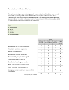Peer Evaluation Form for Team Members