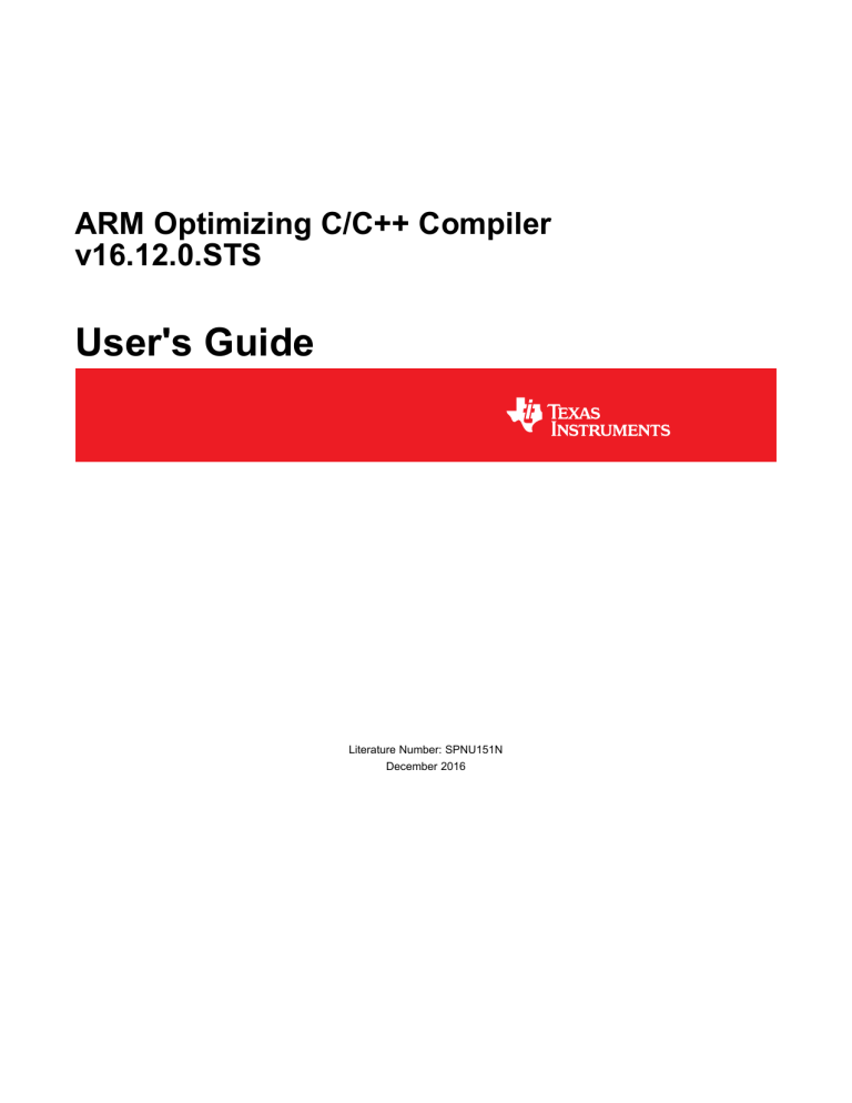 ARM Optimizing C/C++ Compiler v16.12 User Guide