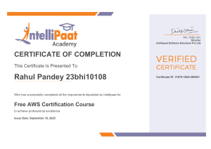 Free AWS Certification Course Certificate