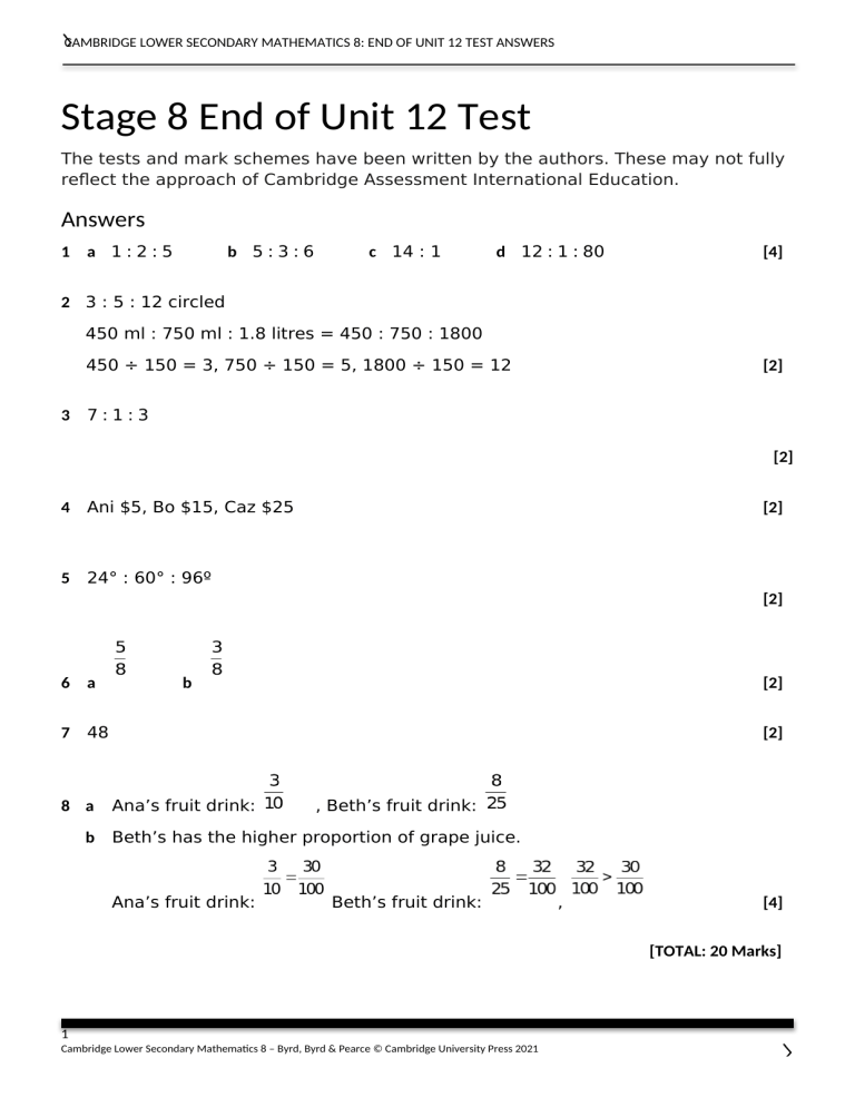 Cambridge Lower Secondary Mathematics 8 Unit 12 Answers