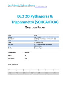 IGCSE Maths Question Paper: 2D Pythagoras & Trigonometry (SOHCAHTOA)