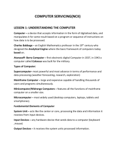 Computer Servicing NCII: Hardware Basics
