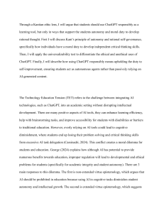 Kantian Ethics & Responsible ChatGPT Use in Education