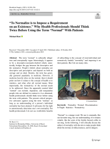 Bioethics of Normality in Medicine