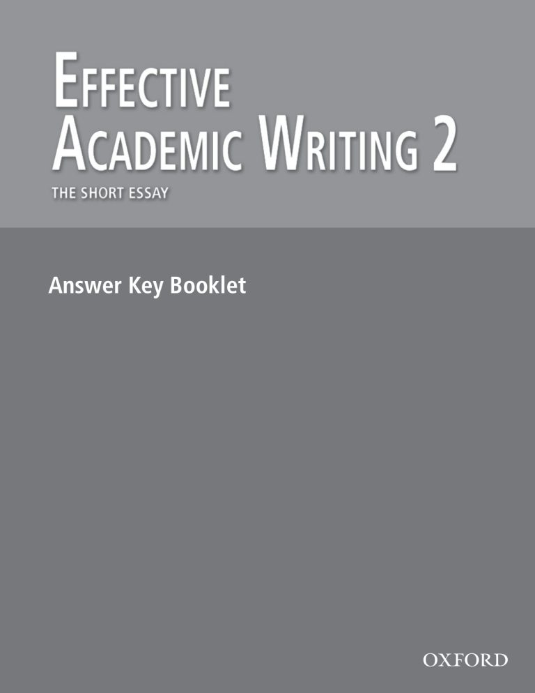 Writing Study Key Effective Academic Writing 2 Answer Key