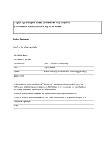 Student Declaration Form for Assignment