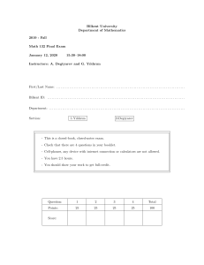 Bilkent Math 132 Final Exam 2019