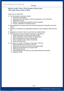 Public Procurement Bid Evaluation Recap
