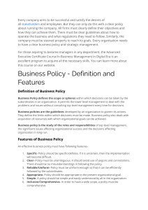 Business Policy and Strategic Management Textbook