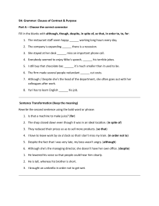 Grammar: Clauses of Contrast & Purpose Worksheet