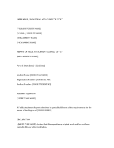 Industrial Attachment Report Structure & Chapters