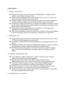 World War I Outline: US Entry & Aftermath