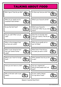 Talking About Food: ESL Conversation Questions