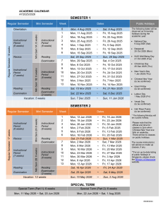 NUS Academic Calendar AY2025/2026 - Semester Dates & Holidays