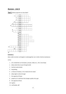 Material Science Worksheet: Properties of Metals and Plastics