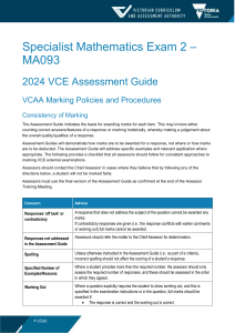 VCE Specialist Mathematics Exam 2 Guide 2024