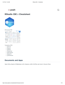 RStudio IDE Cheatsheet: Quick Reference Guide