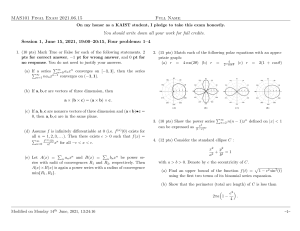 MAS101 Final Exam 2021: Calculus and Analysis