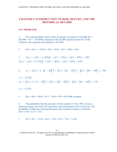 Chapter 5: Risk, Return, and Historical Record Problems