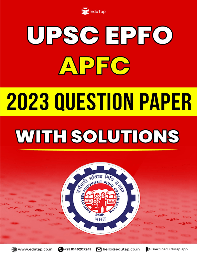 UPSC EPFO APFC 2023 Question Paper with Solutions